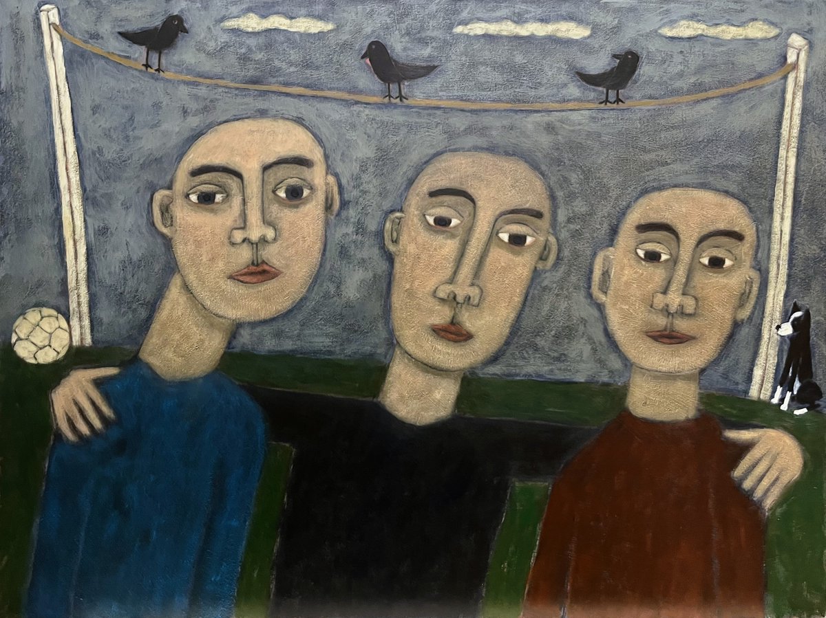 'Three Boys'
60 x 45cm

No idea what triggered this. Just went with it. Total improvisation.