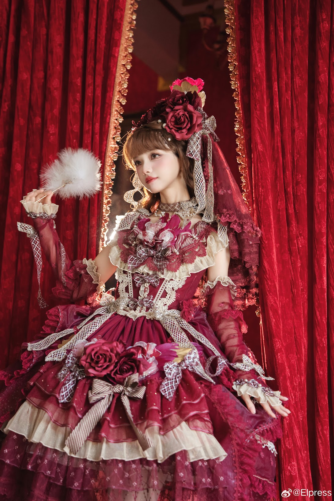 クラシカルロリィタ 青 コルセット バッスル 花柄スカート クラシカルロリィタ 青 コルセット バッスル 花柄スカート