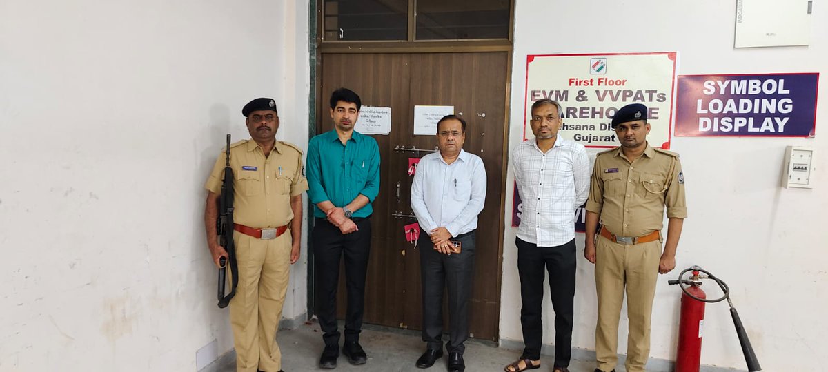 Collector Mehsana (@collectormeh) on Twitter photo આજ રોજ નાગલપુર ખાતે આવેલ મહેસાણા જિલ્લાના EVM/VVPAT વેરહાઉસનું બાહ્ય નિરીક્ષણ કરવામાં આવ્યું.
<a href="/CEOGujarat/">Chief Electoral Officer, Gujarat</a>
<a href="/ECISVEEP/">Election Commission of India</a>
<a href="/SpokespersonECI/">Spokesperson ECI</a> આજ રોજ નાગલપુર ખાતે આવેલ મહેસાણા જિલ્લાના EVM/VVPAT વેરહાઉસનું બાહ્ય નિરીક્ષણ કરવામાં આવ્યું.
<a href="/CEOGujarat/">Chief Electoral Officer, Gujarat</a>
<a href="/ECISVEEP/">Election Commission of India</a>
<a href="/SpokespersonECI/">Spokesperson ECI</a>