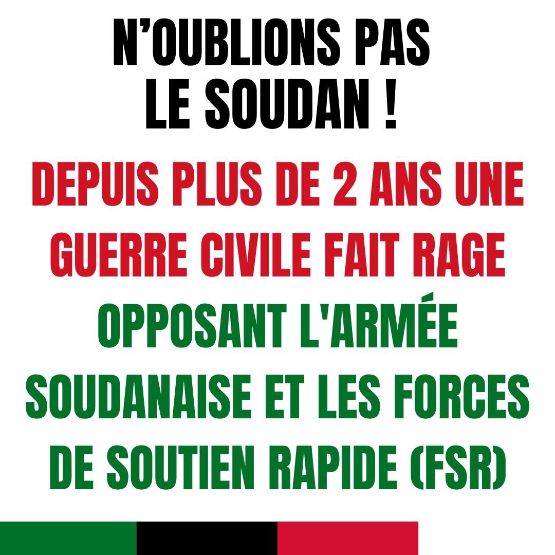 N’oublions pas le Soudan !

Depuis plus de 2 ans une guerre civile fait rage opposant l’armée soudanaise et les forces de soutien rapide (FSR) ⤵️