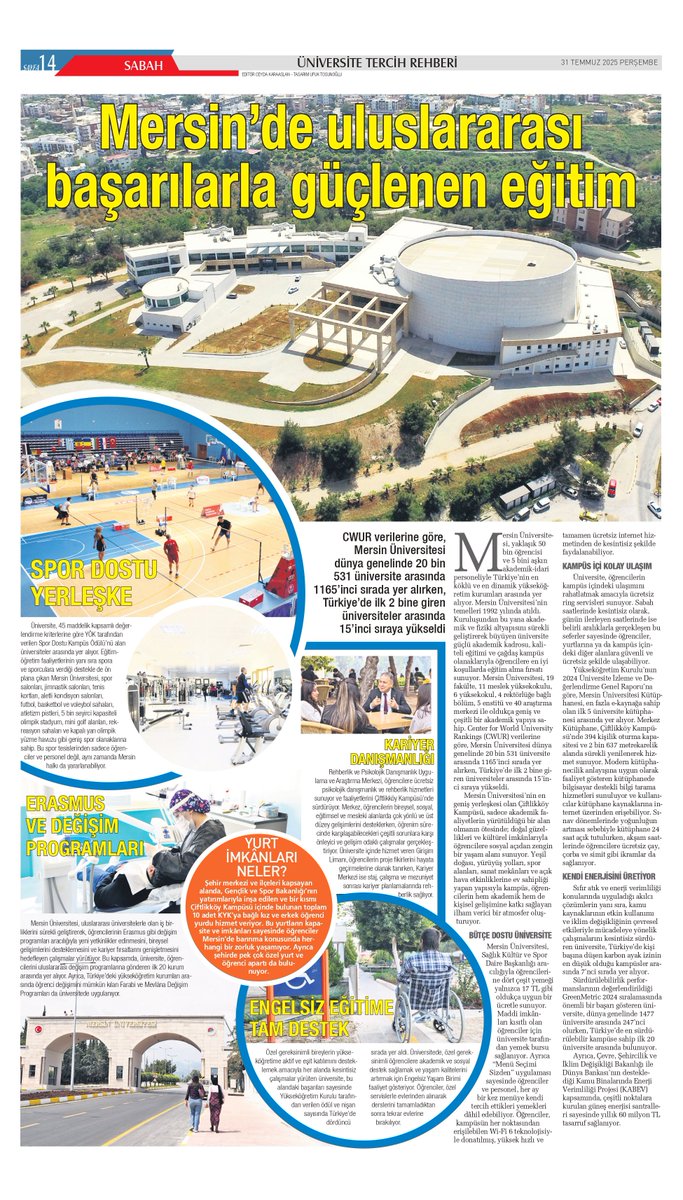 Uluslararası Başarılarla Güçlenen Eğitim #MersinÜniversitesi’nde Seni Bekliyor 🤩

Aday öğrencilerimiz için hazırladığımız haberimiz, Sabah Gazetesi Üniversite Tercih Rehberi’nde Yayımlandı 📰

#TercihimMersinÜniversitesi #MEÜTanıtım