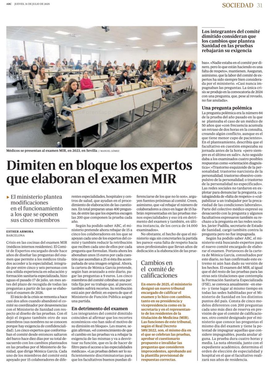carmenfunezdg's tweet image. El MIR, en la UCI.

Dimiten los comités de expertos por los recortes del Gobierno: menos colaboradores y retribución para los exámenes… y la propuesta insultante de usar IA en vez de médicos para ahorrar.

¿Qué va a hacer Mónica García ante el problema que ha generado? Así, no.