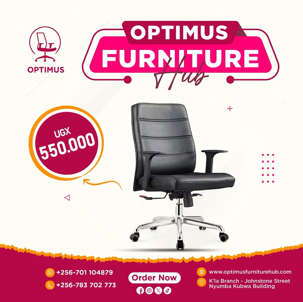 There is a special functionality feature with in this chair that can only be felt by someone who has atleast used it.Expect nothing short of quality when you opt to shop with us. 

optimusfurniturehub.com
#office #officefurniture #uganda #kampala #officechair #insta #instamood