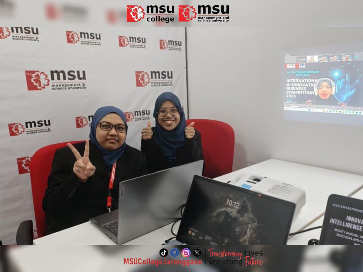 MSUcollege_trg's tweet photo. 🚀 Huge congrats to our talented students for shining at the International AI-Innovation Business Competition 2025 during MSU Entrepreneurship Week!
#BeMSUrian
#ProudMSU
#AIInnovation2025
#MSUCollegeTerengganu
#SmartStartups
#TransformingLives
#EnrichingFuture https://t.co/iJUAwXpUnW