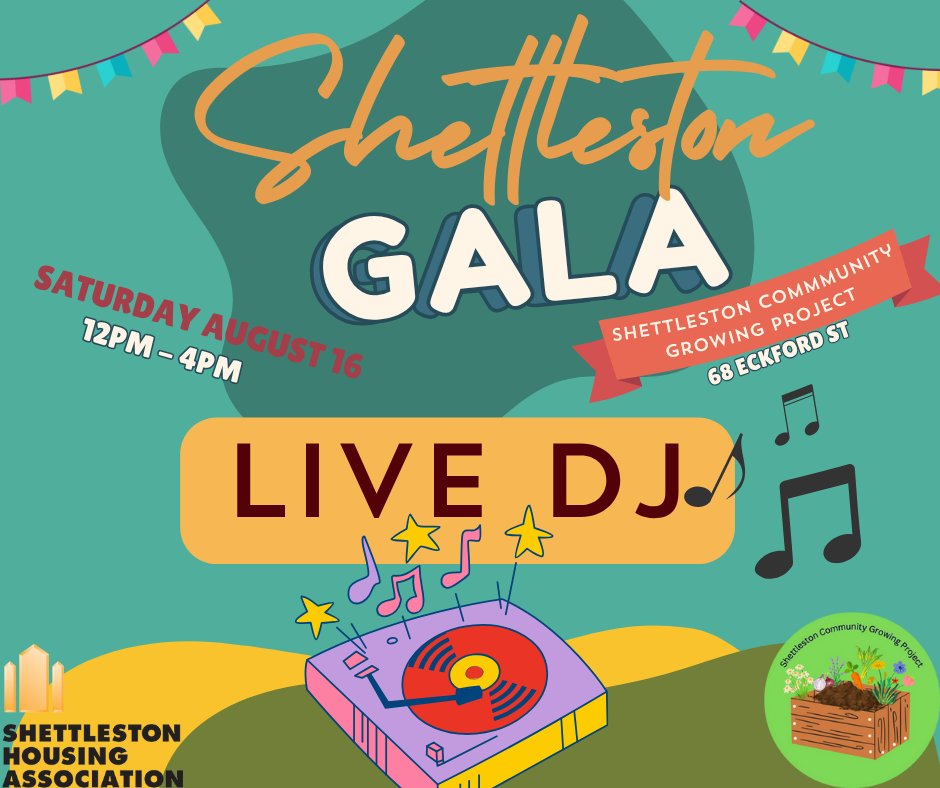 SHETTLESTON GALA DAY

We’ve got live DJs and music throughout the day at the Gala – come for the community, stay for the tunes. 

 Perfect background for BBQs, chats, and keeping the party going all afternoon. 

 🎶 Local, lively and full of heart.