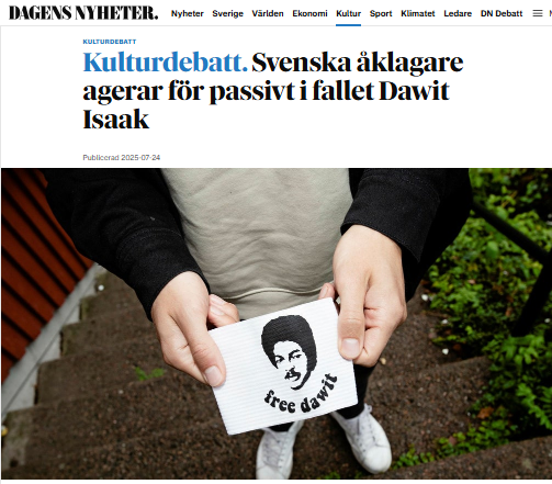 FreeDawit's tweet photo. Journalisten Dawit Isaak har hållits fängslad i Eritrea i 24 år. Men svenska åklagare vägrar utreda landets omfattande brott mot mänskliga rättigheter. Passiviteten är pinsam för Sverige, skriver @RSF_RUG @PENsweden  @TheRWCHR https://t.co/fAXMSjyJl0