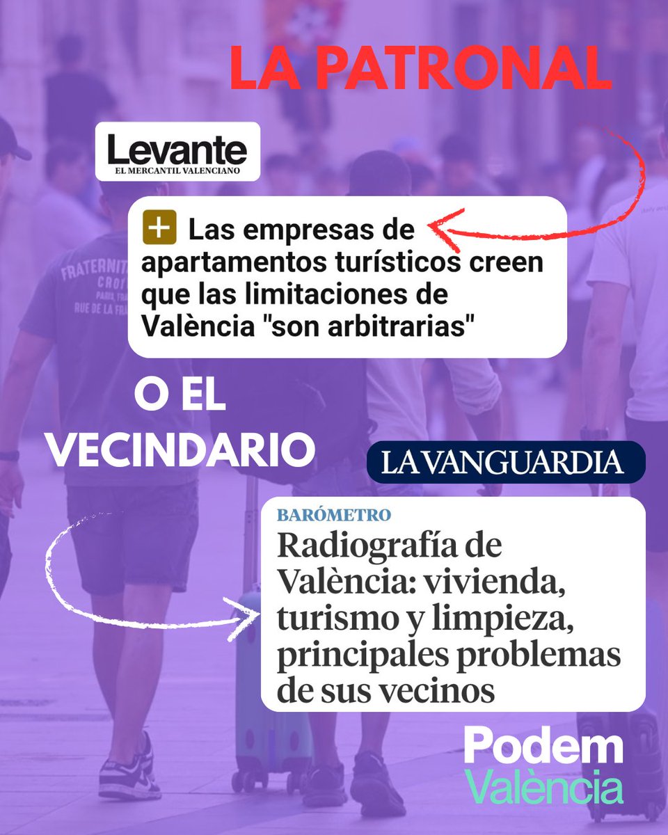 Lo que es arbitrario es que los dueños de los pisos turísticos diseñen la ciudad a su antojo y beneficio o encarezcan el precio de la vivienda.

El vecindario lo tiene claro, el turismo ahora mismo es un problema grave.