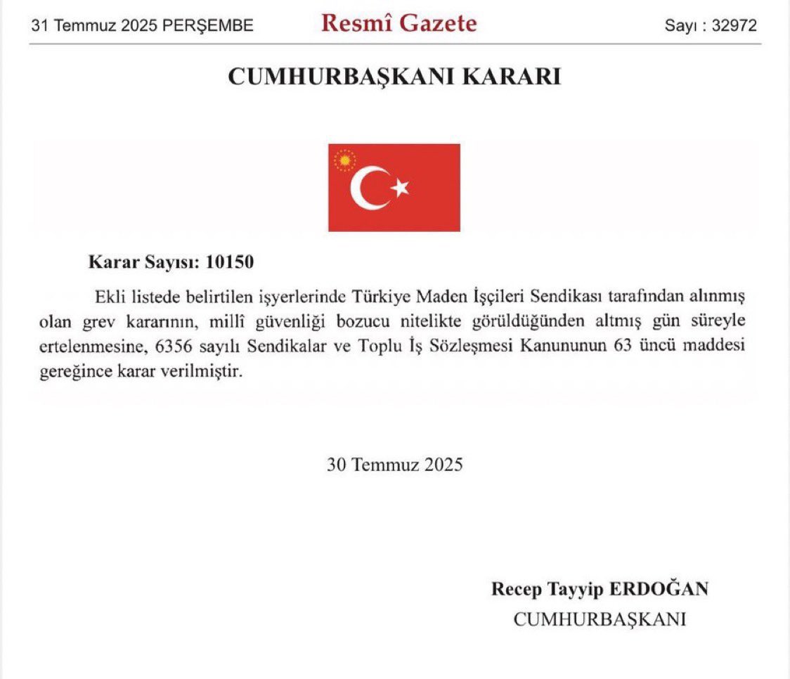 bugün türkiyede GREV yasaklandı.