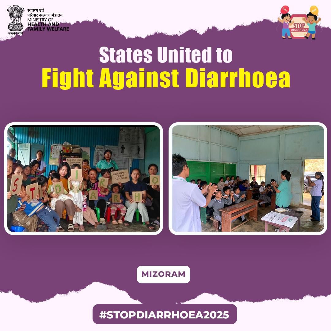 Mizoram actively supports the Stop Diarrhoea campaign, working to prevent child deaths through awareness, clean water, ORS-Zinc distribution, and community health efforts. 

A mission to save lives, together!

#StopDiarrhoea2025
