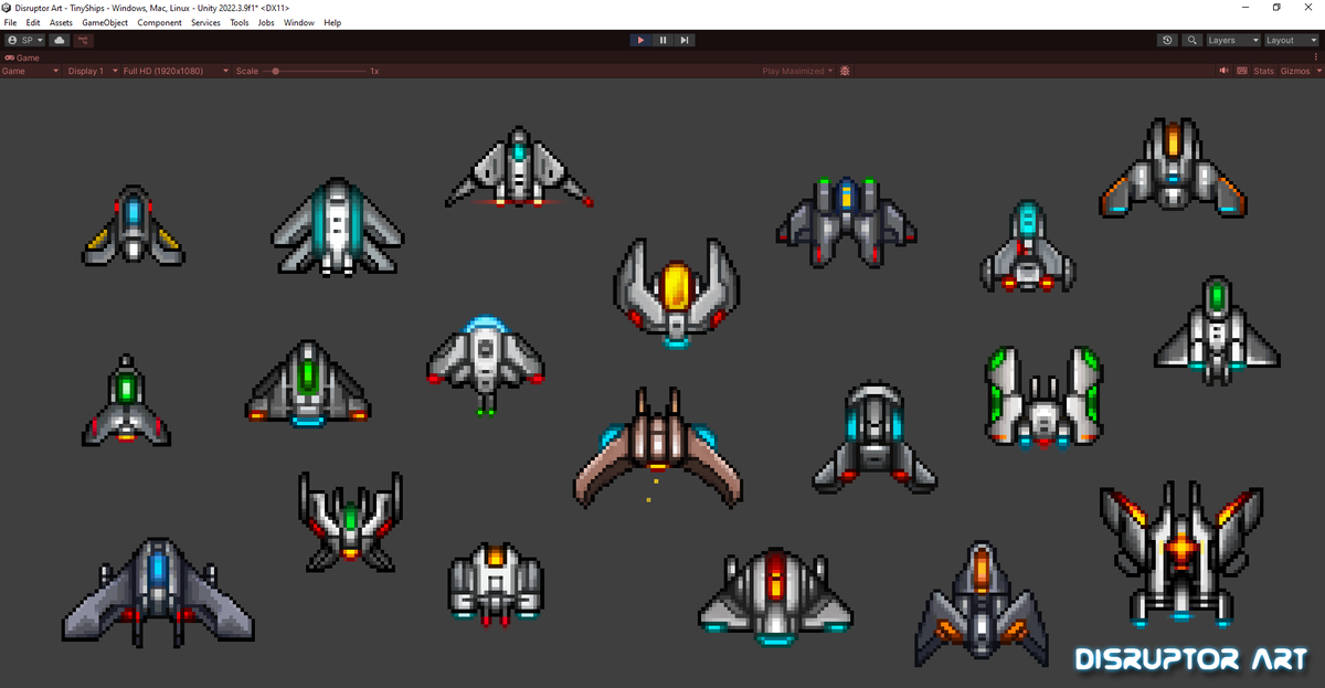 DisruptorArt's tweet photo. FREE tiny #spaceships now with #unity package. Already sliced PNG sprite sheets. Animators and colliders included. https://t.co/bGsvgfuCjf 

#gamedevelopment #gameart #gamedev #Unity #unitydevelopment #unity3d #madewithunity https://t.co/6yLUuDW3am