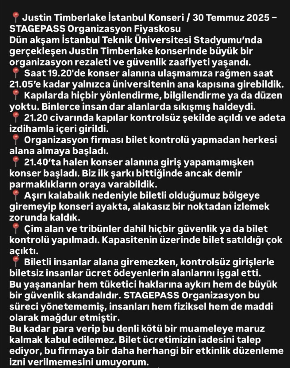 ipekbdk9's tweet photo. #stagepass #justintimberlakeistanbul #iadetalebi #tüketicihakları #konser @biletinial https://t.co/EU4cInBZBR