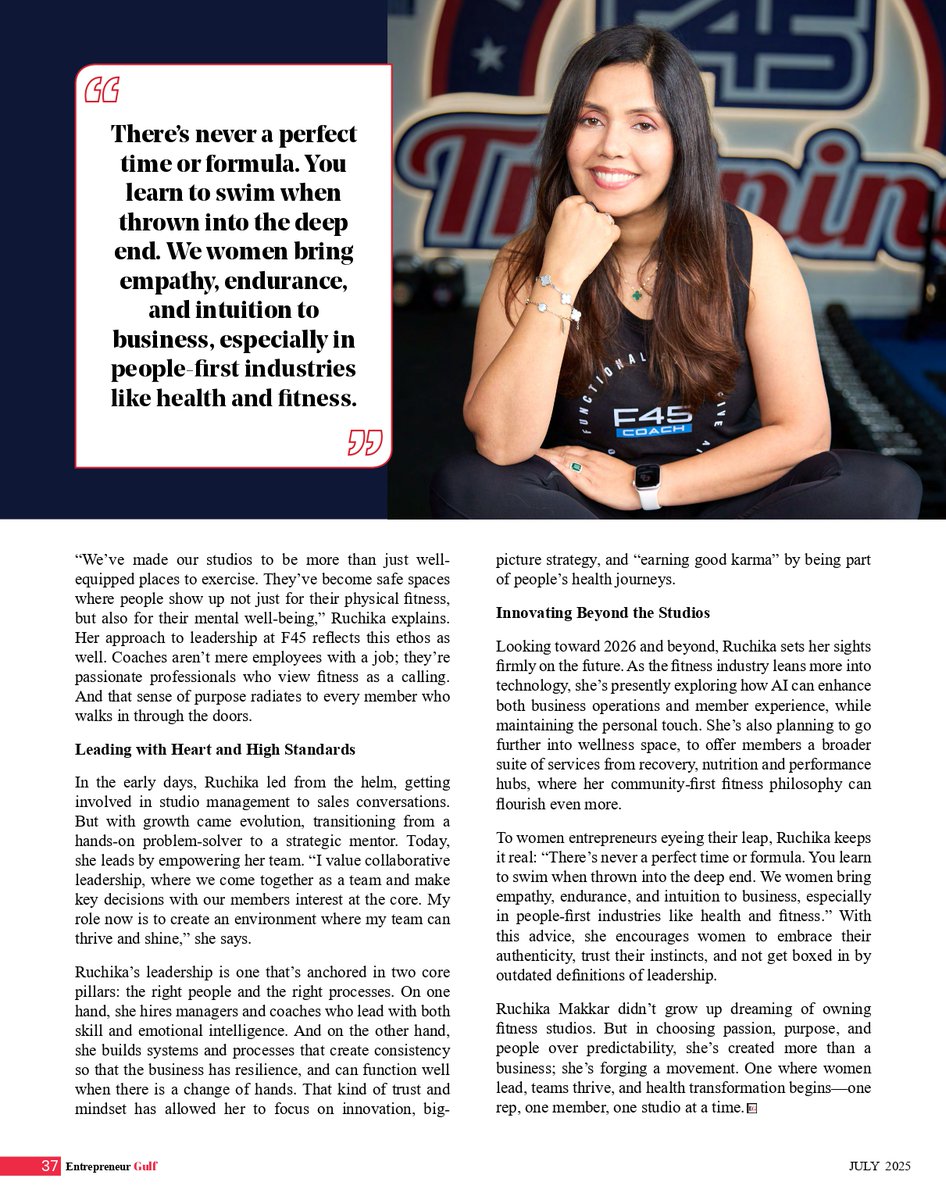 entpre_gulf's tweet image. Ruchika Makkar: Building Spirited Communities and Changing Dubai’s Fitness Game

Read More: entrepreneurgulf.com/ruchika-makkar/

#RuchikaMakkar #F45Trainingstudios #F45Training
#WomenEntrepreneurs #LeadershipMatters #InspiringEntrepreneurs #Dubai #Leadership  #FitnessGame #Entrepreneurgulf