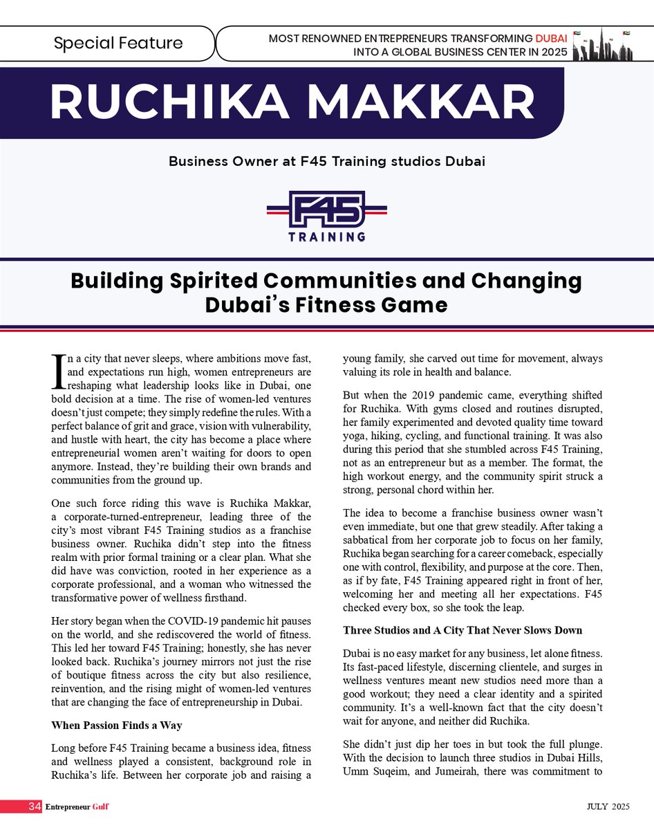 entpre_gulf's tweet image. Ruchika Makkar: Building Spirited Communities and Changing Dubai’s Fitness Game

Read More: entrepreneurgulf.com/ruchika-makkar/

#RuchikaMakkar #F45Trainingstudios #F45Training
#WomenEntrepreneurs #LeadershipMatters #InspiringEntrepreneurs #Dubai #Leadership  #FitnessGame #Entrepreneurgulf
