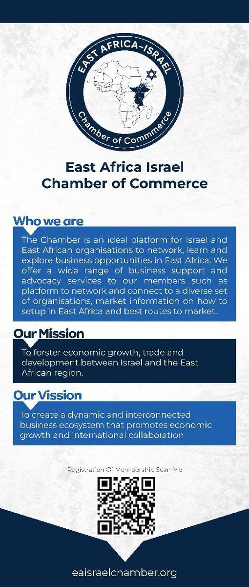 East Africa-Israel Chamber of Commerce (EAICC) launched in Nairobi.

Kenya’s Minister for Human Capital &amp; Isreal’s Ambassador featured speakers.

Frank Mwiti, CEO of Nairobi Securities Exchange, is founding Chairman of EAICC’s Board.

I’m honored to be a member of the new Board.