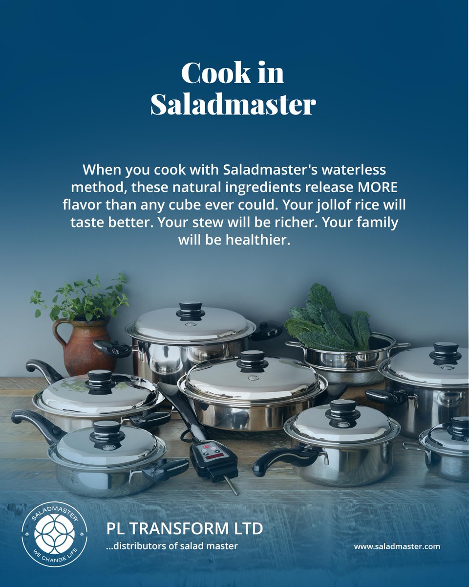 pl_transform's tweet image. Who told us we need loads of salt and Maggi for great taste? That&apos;s the biggest kitchen lie ever! When you cook with Saladmaster&apos;s even heat distribution, natural flavors come alive. You can also use natural Herbs and spices to enhance your food&apos;s taste. 

#healthycookware