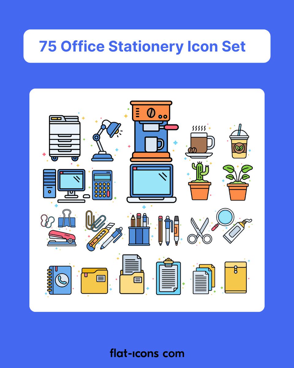 flat1cons's tweet image. 🎨 Boost your creative toolkit with our 75 Office Stationery Icon Set — perfect for planners, productivity apps, study tools, and work-related visuals!

👉 Download now at Flat-icons.com
#DesignAssets #FlatIcons #OfficeStationery #ProductivityDesign #WorkspaceVibes