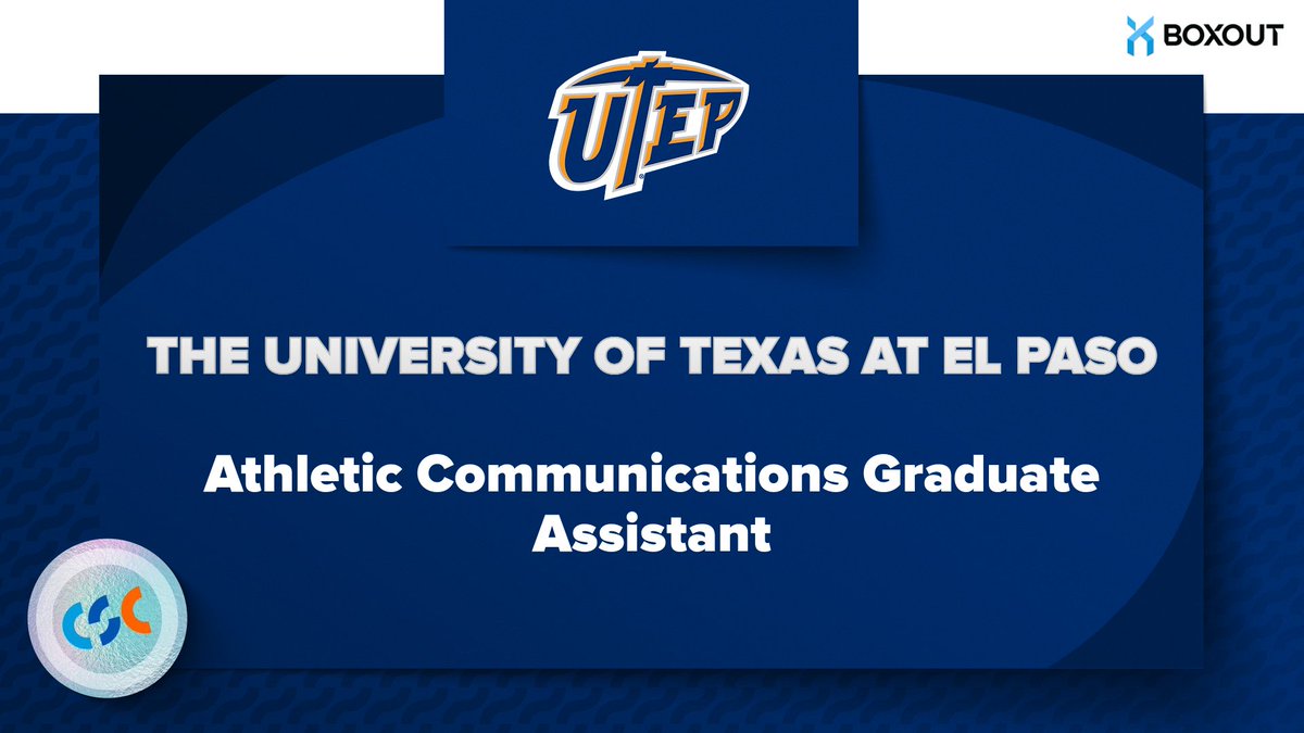 College Sports Communicators Jobs & Transactions (@csccareers) on Twitter photo 🚨JOB POSTING🚨
<a href="/UTEPAthletics/">UTEP Miners</a> - Athletic Communications Graduate Assistant
…center.collegesportscommunicators.com/jobs/21541889 🚨JOB POSTING🚨
<a href="/UTEPAthletics/">UTEP Miners</a> - Athletic Communications Graduate Assistant
…center.collegesportscommunicators.com/jobs/21541889