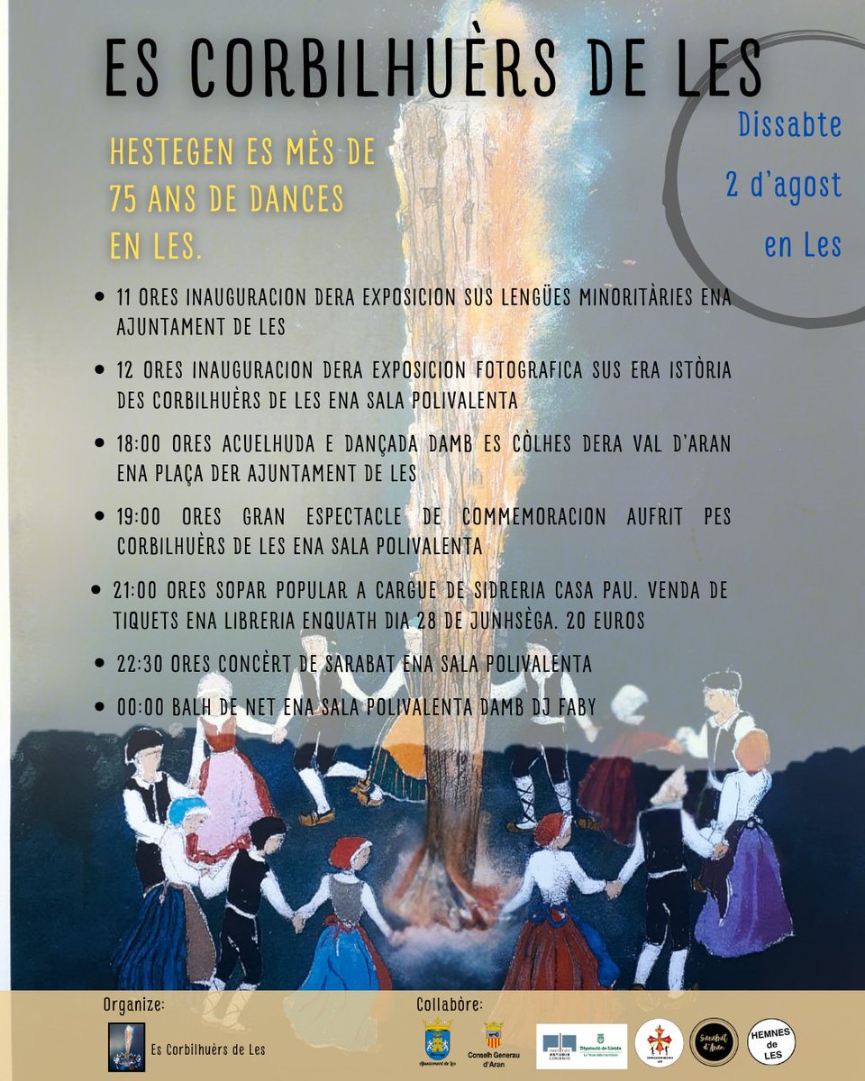 🎉Es Corbilhuèrs hestegen es mès 75 ans de dances araneses en Les.