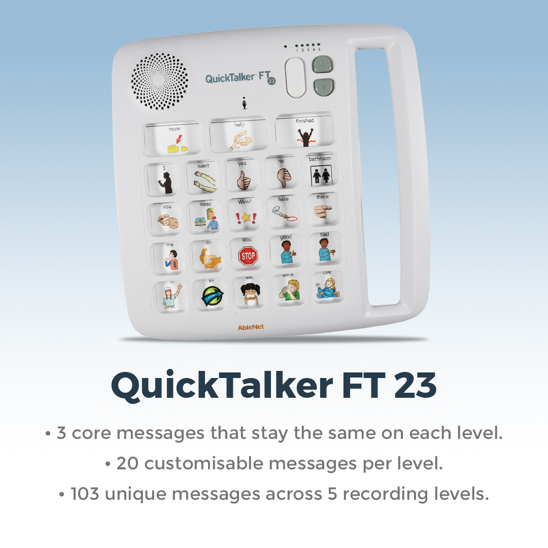 Inclusive Technology (@inclusivetechuk) on Twitter photo Looking for a versatile, durable speech-generating device? 
Discover the QuickTalker FeatherTouch 23! With 103 unique messages across 5 levels.
More here: ccur.short.gy/ZYz82V
#AssistiveTech #AssistiveTechnology #AAC #CommunicationAid #SpeechTherapy #aacforeveryone Looking for a versatile, durable speech-generating device? 
Discover the QuickTalker FeatherTouch 23! With 103 unique messages across 5 levels.
More here: ccur.short.gy/ZYz82V
#AssistiveTech #AssistiveTechnology #AAC #CommunicationAid #SpeechTherapy #aacforeveryone