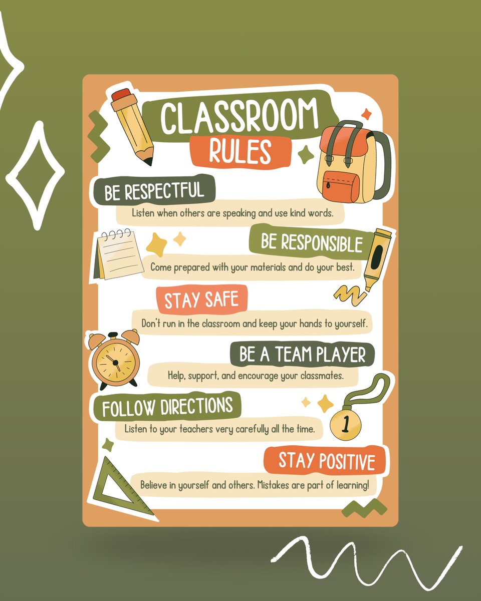 mrkucukyilmaz's tweet image. 🛎️ #Teachers, set the tone from Day 1 with clear &amp;amp; colorful #ClassroomRules posters! canva.com/p/mrkucukyilma… Available now @canva