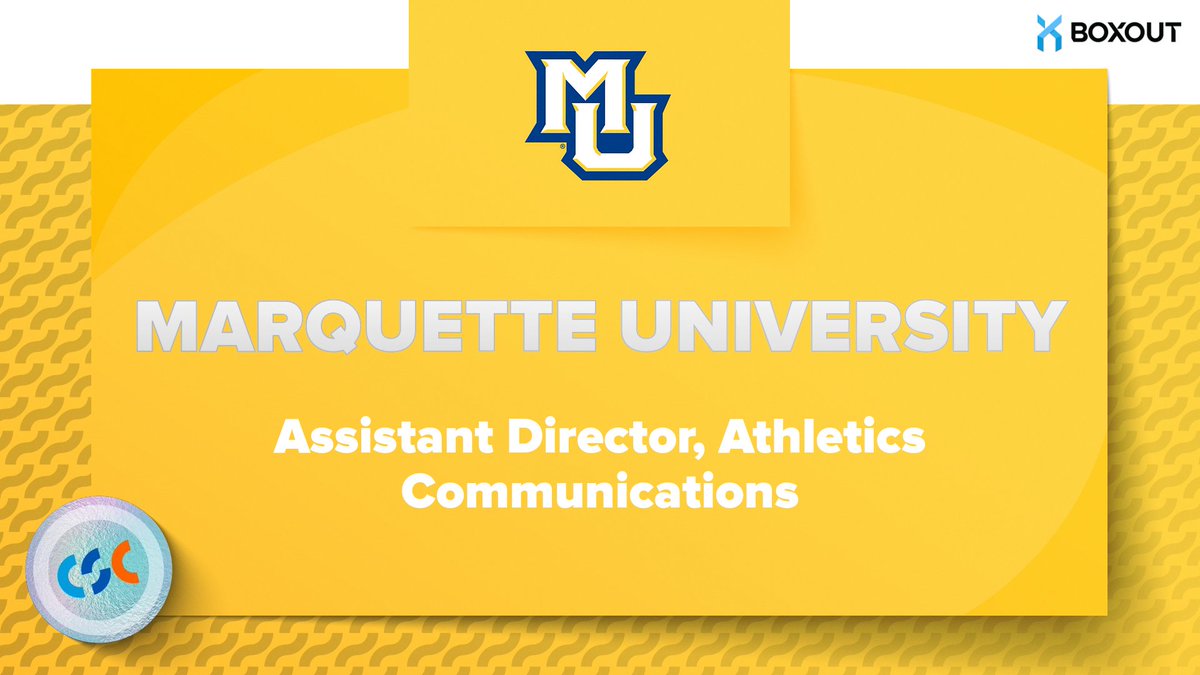 College Sports Communicators Jobs & Transactions (@csccareers) on Twitter photo 🚨JOB POSTING🚨
<a href="/muathletics/">Marquette Athletics</a> - Assistant Director, Athletics Communications
…center.collegesportscommunicators.com/jobs/21538955 🚨JOB POSTING🚨
<a href="/muathletics/">Marquette Athletics</a> - Assistant Director, Athletics Communications
…center.collegesportscommunicators.com/jobs/21538955