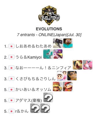 EVOLUTION_0507's tweet photo. 🗓️2025/7/21(月)21時
���️EVOLUTIONS #3

🥇優勝者
しおあめ選手(@？？？)
＆
わたあめ選手(@？？？)

🔽トーナメント表はこちら🔽
https://t.co/6wwxO8Phtt

🔽アーカイブはこちら🔽
https://t.co/8R1epyX3kF

#スマブラSP #EVOLUTIONS https://t.co/18dPgN5TqC