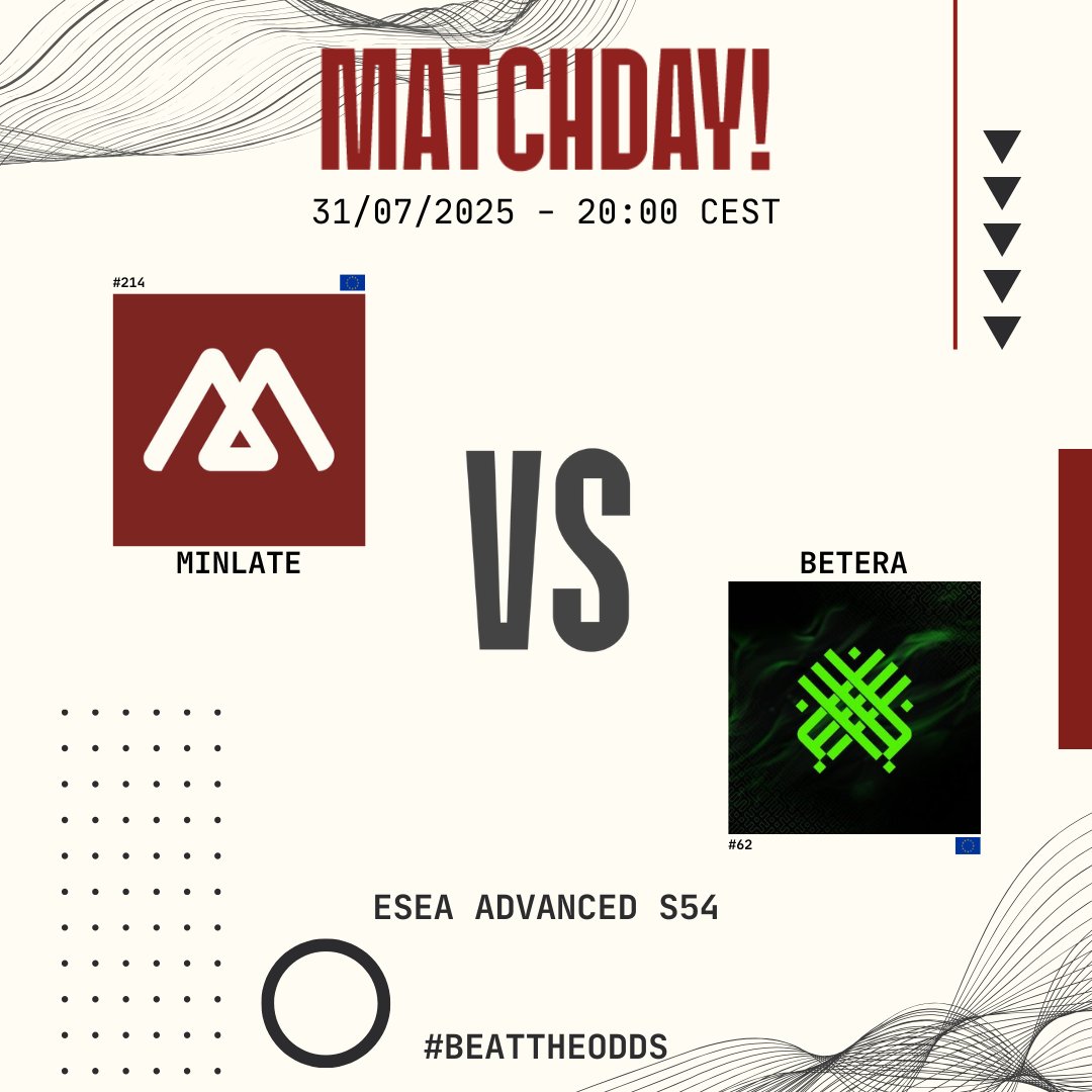 MINLATE (@minlate_cs) on Twitter photo IT'S. GAME. DAY.
🏆/ ESEA Season 54 Advanced EU
🆚/ <a href="/betera_esports/">Betera Esports</a>
⏰/ 20:00 CEST
#MINLATE #BEATTHEODDS IT'S. GAME. DAY.
🏆/ ESEA Season 54 Advanced EU
🆚/ <a href="/betera_esports/">Betera Esports</a>
⏰/ 20:00 CEST
#MINLATE #BEATTHEODDS