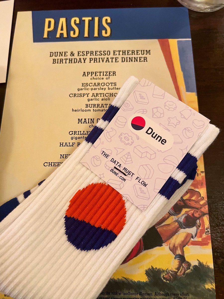 To celebrate 10 years of Ethereum, <a href="/Dune/">Dune | We Are Hiring!</a> &amp; <a href="/EspressoSys/">Espresso ☕️</a> hosted a dinner in Miami with local builders and founders.
History made, future loading.