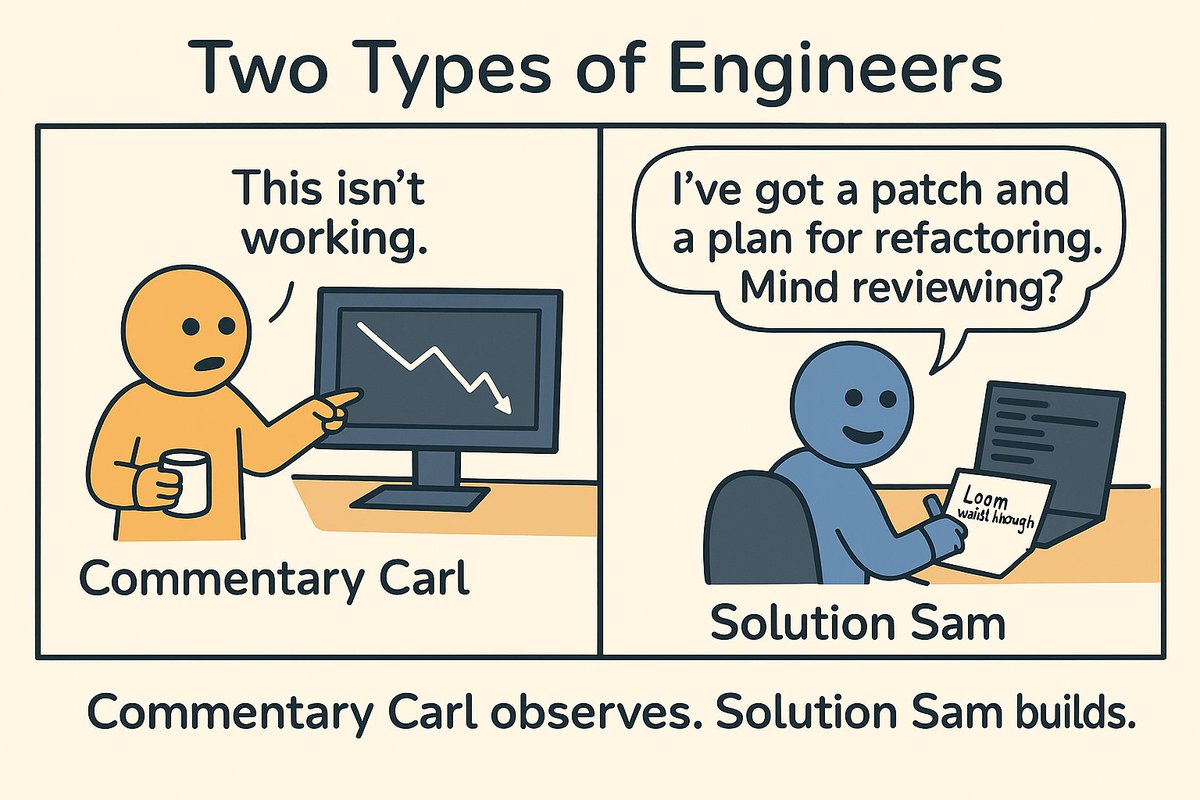 Best career advice I ever got?

Never point at a problem unless you’re ready to work on a solution.

Anyone can say:

“This isn’t working.”
“We need to fix this.”
“That’s broken.”

But that’s not value.
That’s commentary.

Real value sounds like:

“This is broken. Here’s one way