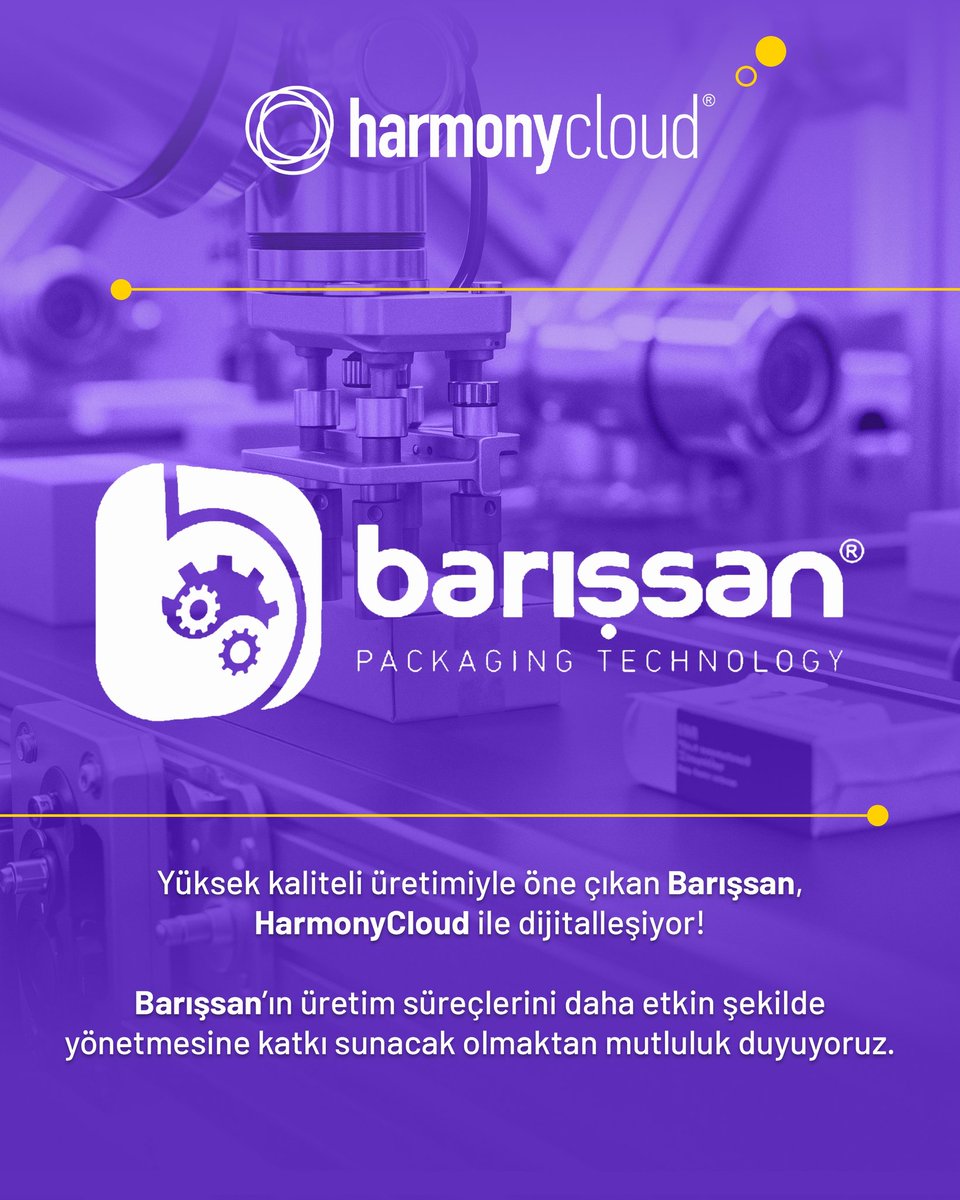 Ürün paketleme teknolojisinin öncülerinden BARIŞSAN, üretimden sevkiyata kadar tüm iş süreçlerini daha verimli hale getirmek için HarmonyCloud’u tercih etti!

Dijital dönüşüm hedeflerine birlikte ulaşmak için sabırsızlanıyoruz.
Hoş geldin Barışsan! 👏