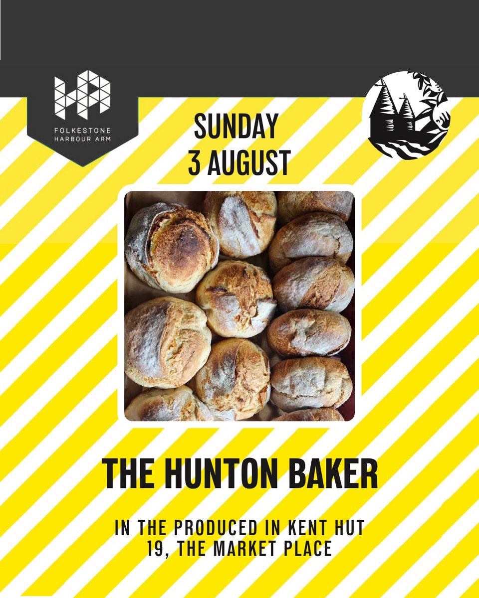 ProducedinKent's tweet image. 🥖 Meet @TheHuntonBaker this Sunday at the Harbour Arm! Enjoy her delicious breads and cakes at the Produced in Kent hut. Don&apos;t miss out! 📅 Aug 3rd, 🕚 11am–6pm, 📍 Hut 19. #HuntonBaker #MicroBakery #FolkestoneHarbourArm #RealBread #KentBakers #ProducedInKent #FarmersMarketFinds
