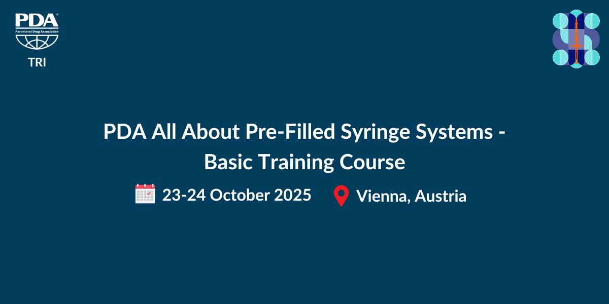PDA (@pdaonline) on Twitter photo New to pre-filled syringes? Gain hands-on experience and essential know-how at the PDA PFS Basic Training Course, 23–24 Oct 2025 in Vienna. Learn about materials, performance, and device development from experts.
👉 Get registered today: hubs.ly/Q03ztM4n0 New to pre-filled syringes? Gain hands-on experience and essential know-how at the PDA PFS Basic Training Course, 23–24 Oct 2025 in Vienna. Learn about materials, performance, and device development from experts.
👉 Get registered today: hubs.ly/Q03ztM4n0