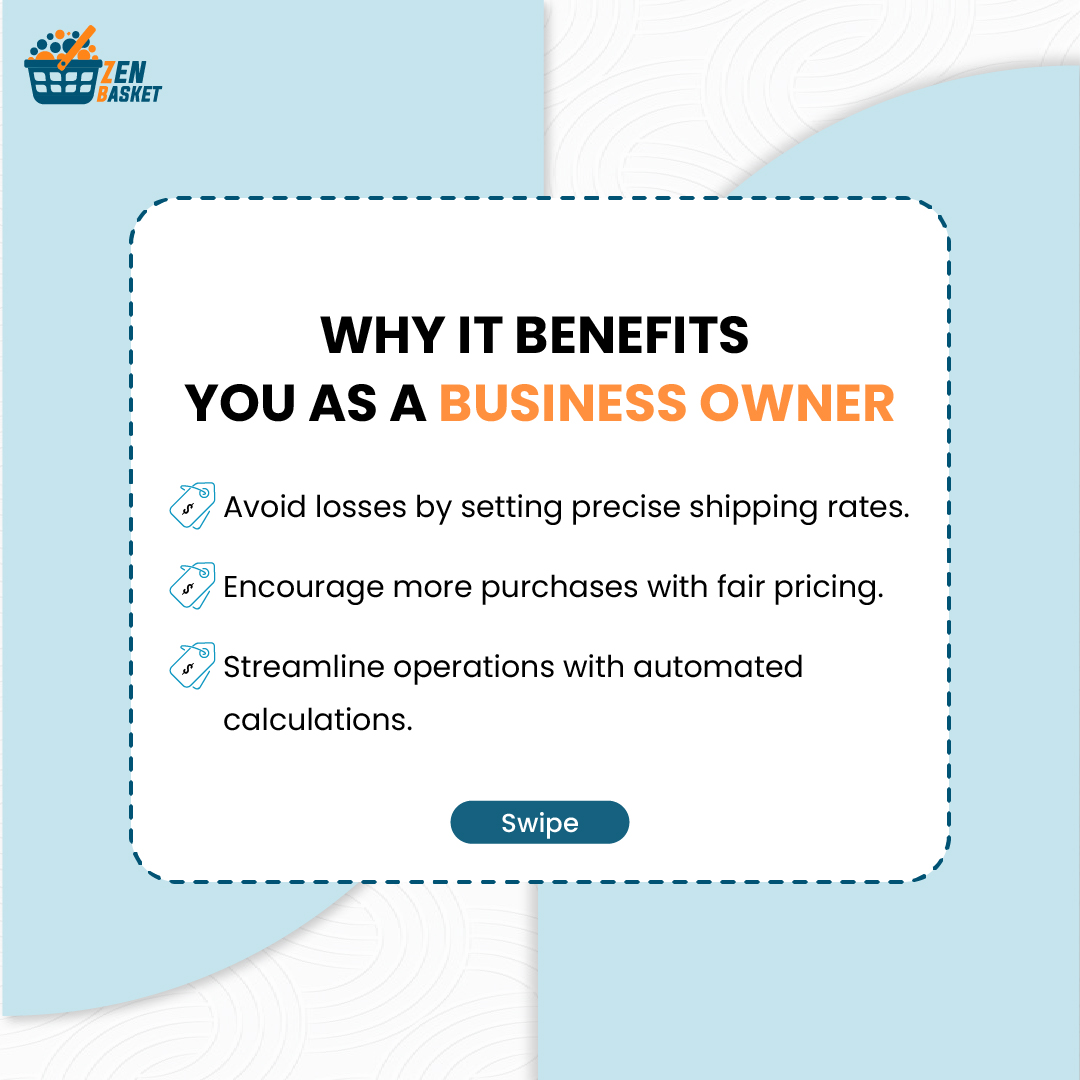 zenbasket's tweet image. Shipping that makes sense — for both you and your customers.
With ZenBasket’s weight-based shipping, you can:

Make every order count.
Visit: getzenbasket.com

#ecommerce #ecommercesolutions #shippingstrategy #zenbasket #storemanagement #businessautomation #fairpricing