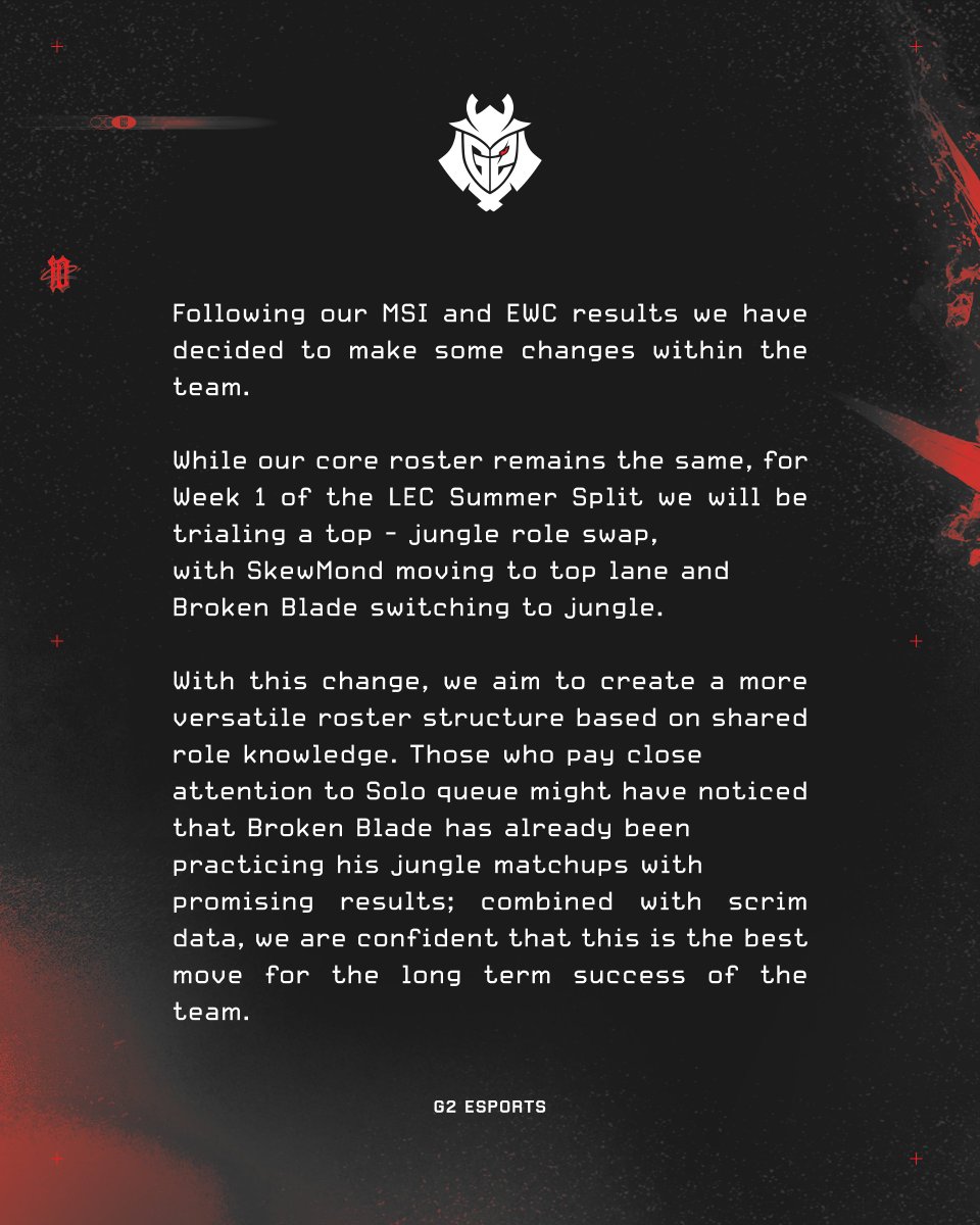Official Update on our LEC Summer Split Lineup