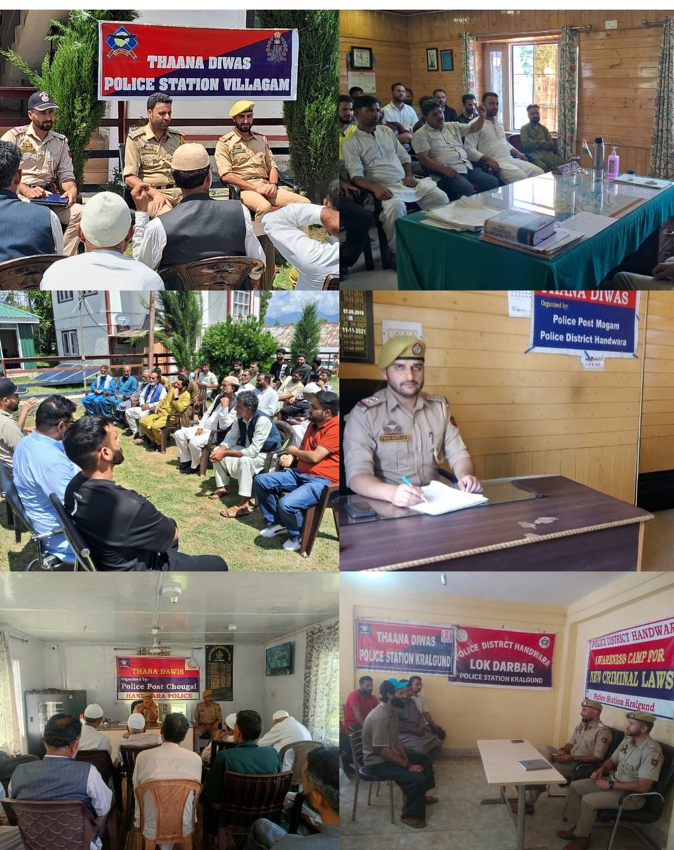 DISTRICT POLICE HANDWARA (@handwarap) on Twitter photo As part of public outreach, #HandwaraPolice held Thana Diwas at various police stations today. Citizens, civil society & trade reps actively participated, raised public issues. Police assured prompt redressal.
<a href="/JmuKmrPolice/">J&K Police</a>
<a href="/KashmirPolice/">Kashmir Zone Police</a>
<a href="/DIGBaramulla/">DIG of Police NKR Baramulla</a> As part of public outreach, #HandwaraPolice held Thana Diwas at various police stations today. Citizens, civil society & trade reps actively participated, raised public issues. Police assured prompt redressal.
<a href="/JmuKmrPolice/">J&K Police</a>
<a href="/KashmirPolice/">Kashmir Zone Police</a>
<a href="/DIGBaramulla/">DIG of Police NKR Baramulla</a>