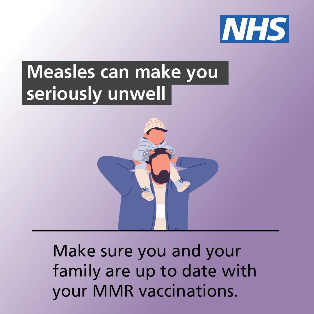 Measles is highly contagious and can cause serious illness at any age.

The MMR vaccine is safe, effective, and the best way to protect yourself and others.

Read more: nhs.uk/MMR