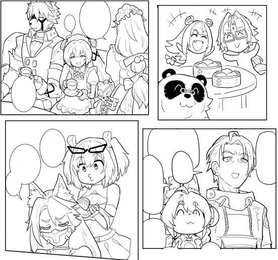 #今月描いた絵を晒そう 
ペン入れの最中の未完成コマぺそぺそ 