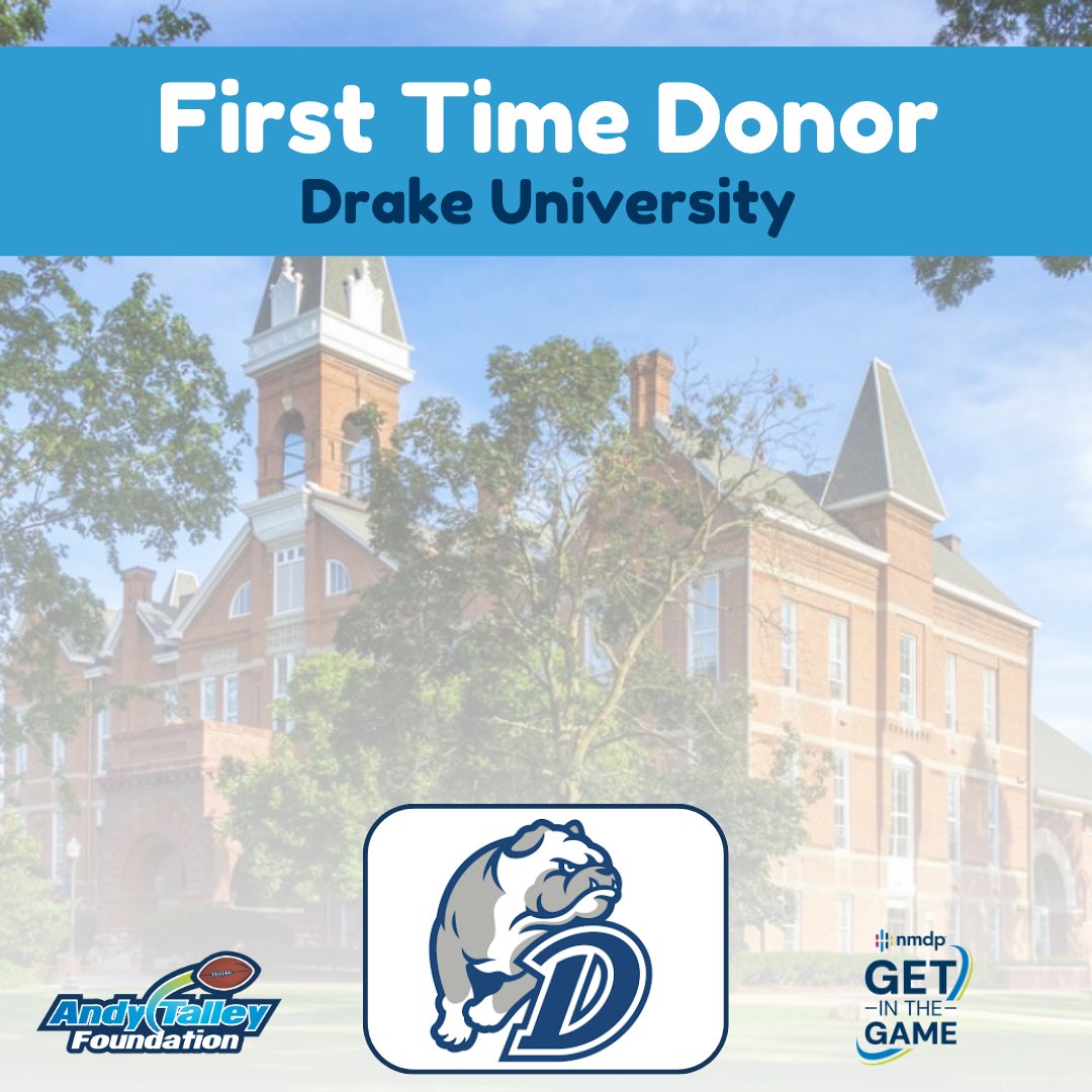 Andy Talley Bone Marrow Foundation (@talleybonemarro) on Twitter photo We're so excited to add <a href="/DrakeUniversity/">Drake University</a> to the list of schools who have had a donor answer the call and donate marrow or blood stem cells to a patient in need! <a href="/DUBulldogs/">Drake Athletics</a> | @drakebulldogsfb #getinthegame #makeadifference #savealife #drakeuniversity #andytalleyfoundation We're so excited to add <a href="/DrakeUniversity/">Drake University</a> to the list of schools who have had a donor answer the call and donate marrow or blood stem cells to a patient in need! <a href="/DUBulldogs/">Drake Athletics</a> | @drakebulldogsfb #getinthegame #makeadifference #savealife #drakeuniversity #andytalleyfoundation
