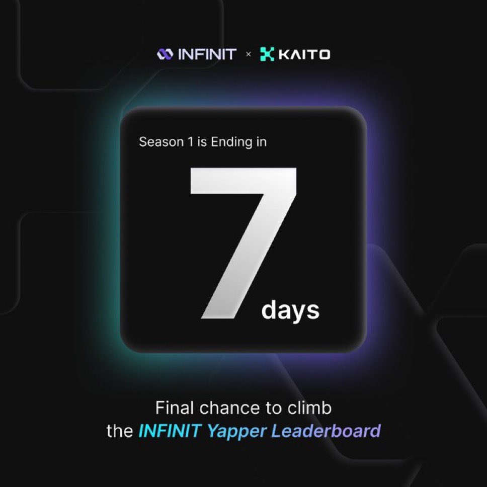 Hint that snapshot will be taken soon 

<a href="/Infinit_Labs/">INFINIT</a> season 1 campaign will be ending on the 7th of August 

- Use the Tek
- Talk about the Tek 
- Believe in the Tek 

The Tek is <a href="/Infinit_Labs/">INFINIT</a>