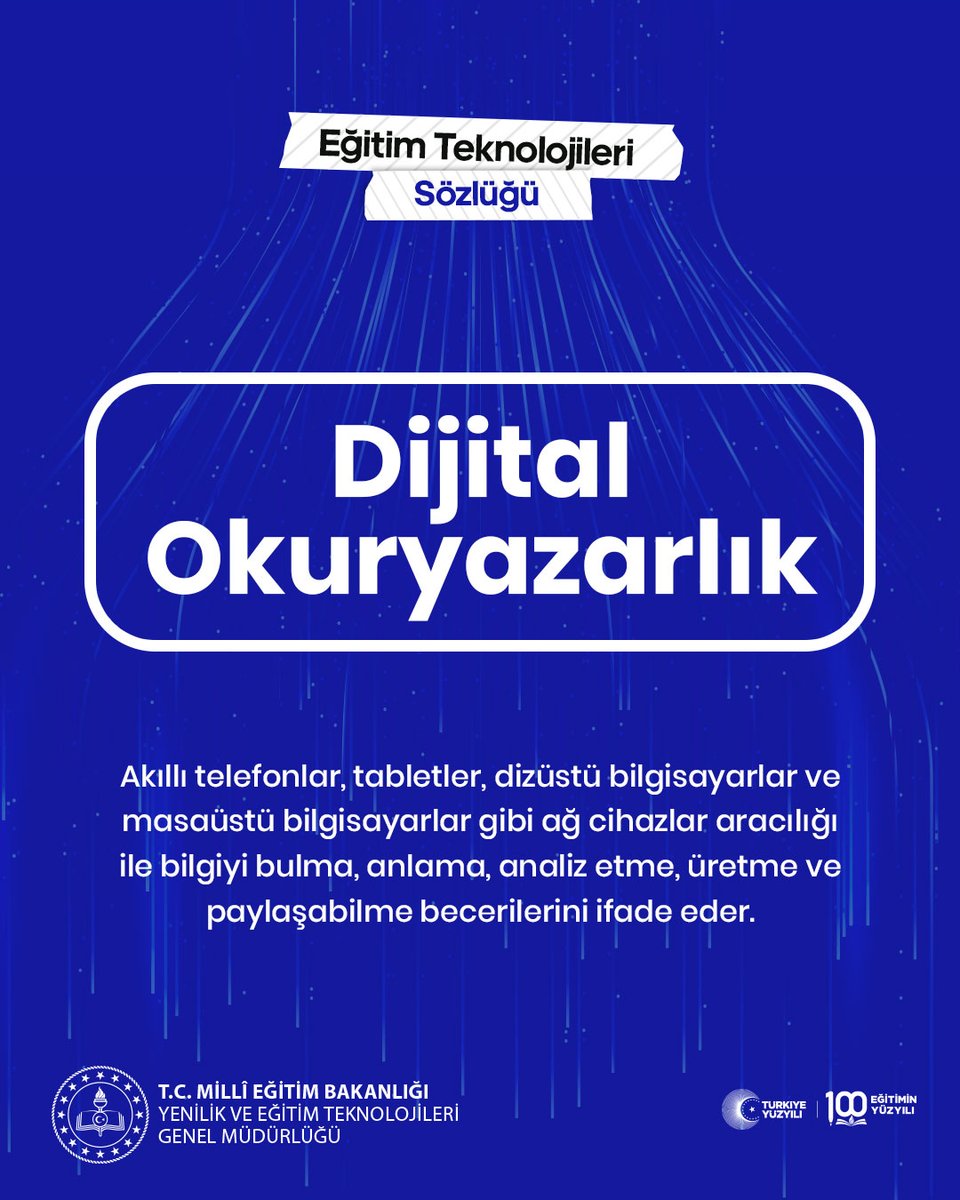 📘 Eğitim Teknolojileri Sözlüğü serimiz başlıyor!
İlk kavramımız: Dijital Okuryazarlık 💻📱