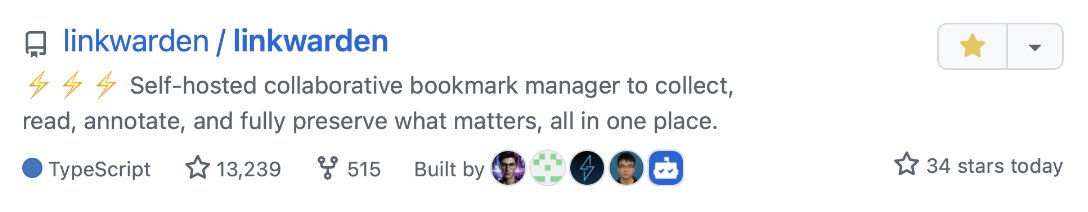 Thanks to the community, Linkwarden is trending on GitHub! ✨