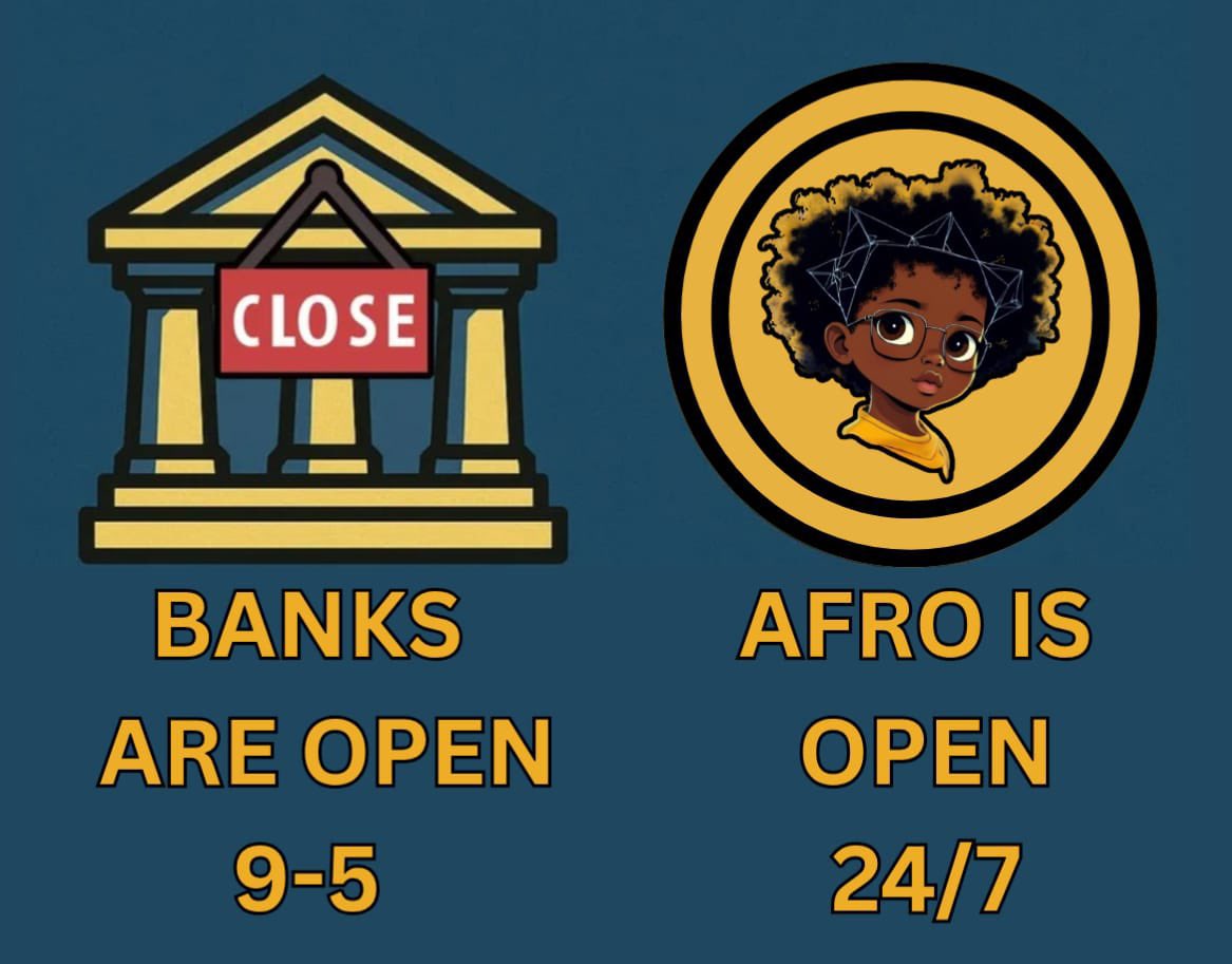 The world doesn’t stop at 5pm… why should your money?

While traditional finance sleeps, $AFRO keeps building, powering communities, and unlocking opportunities.