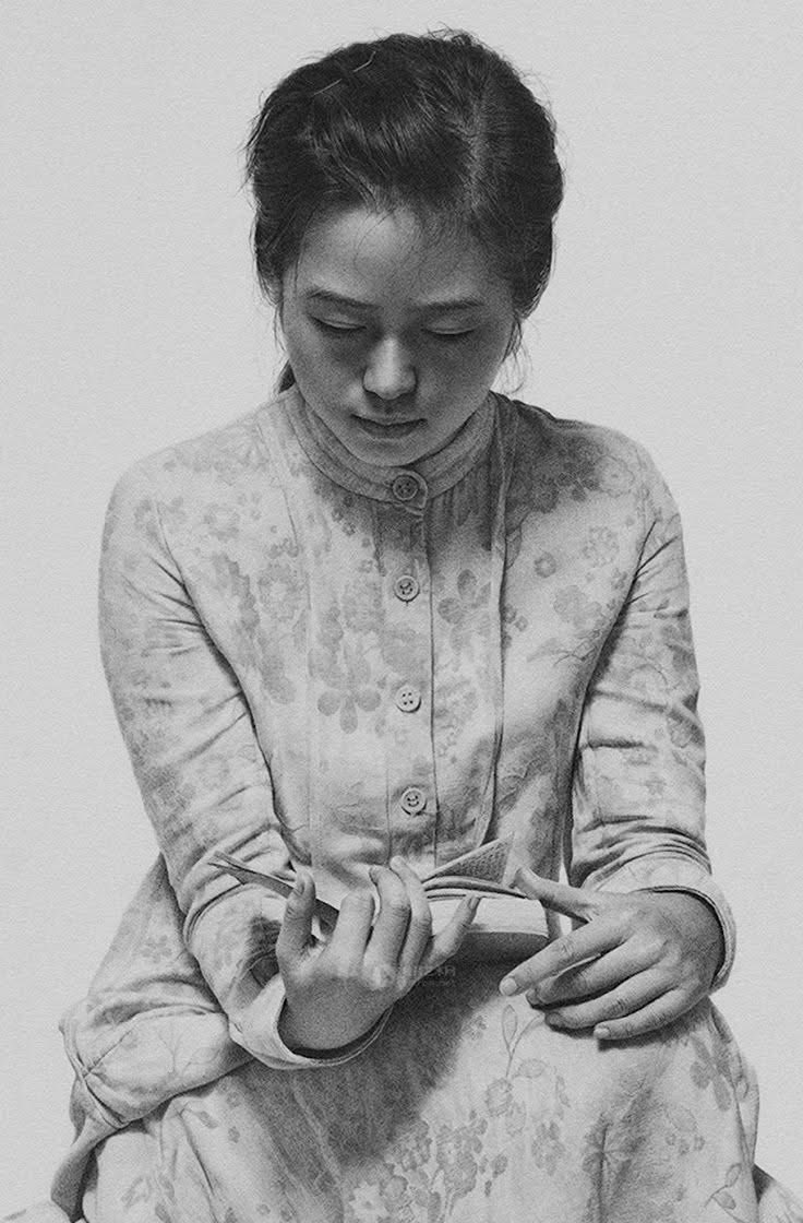 Woman Reading.
Pencil drawing  by Leng Jun