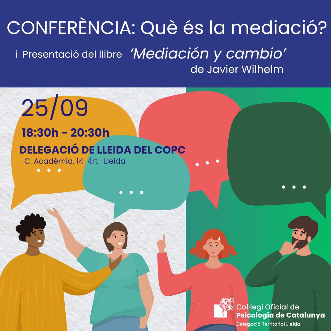 COPCARC (@copcarc) on Twitter photo Ens veiem a #lleida al setembre per parlar de #mediació i presentar el llibre “Mediación y Cambio” <a href="/copc_cat/">Ψ Col·legi Oficial de Psicologia de Catalunya</a> Ens veiem a #lleida al setembre per parlar de #mediació i presentar el llibre “Mediación y Cambio” <a href="/copc_cat/">Ψ Col·legi Oficial de Psicologia de Catalunya</a>