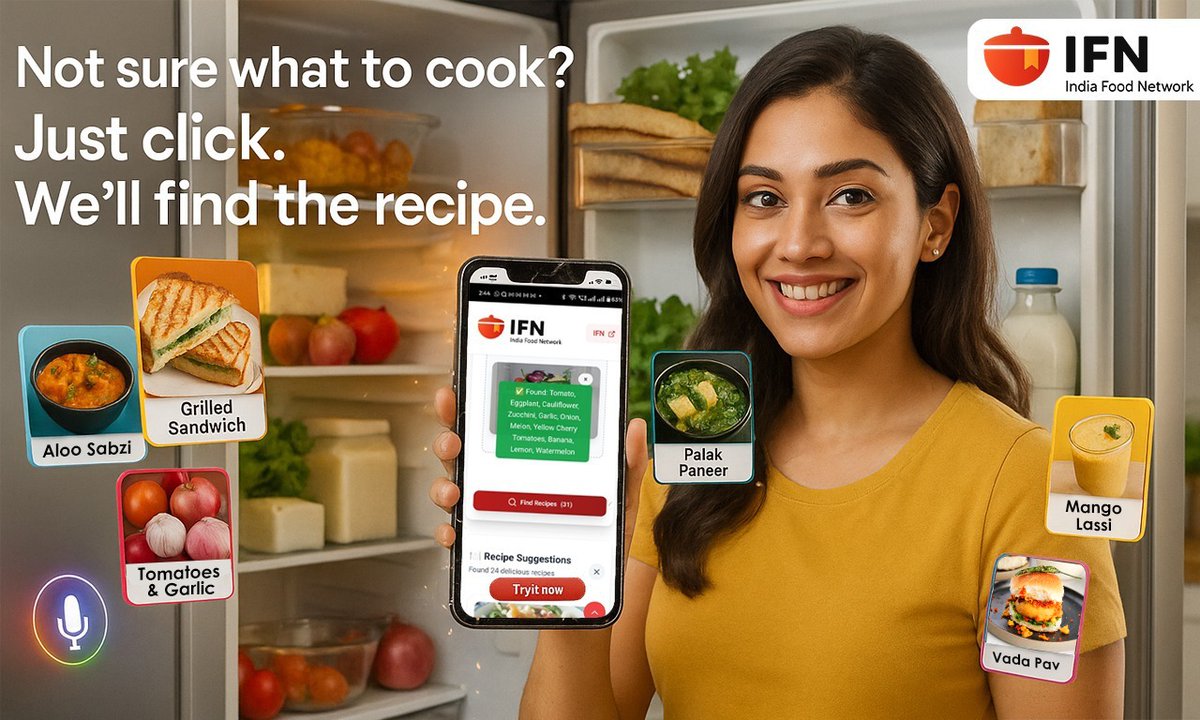 Your kitchen already knows the answer, we’re just helping you hear it. Enter or upload your ingredients and discover Indian recipes rooted in tradition and bursting with flavor 👨‍🍳 
Click the link below and start cooking smarter 📷 recipefinder.indiafoodnetwork.in