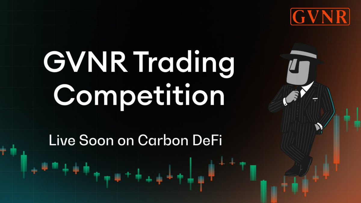 GVNR 🔗 (@gvnrdao) on Twitter photo 🔊 Announcing: The $GVNR Trading Competition
Our first-ever $GVNR trading competition kicks off next week,
in collaboration with <a href="/CarbonDeFixyz/">Carbon DeFi</a>!
🗓️ Starts: 4th August 2024 @ 18:00 UTC
💰 Prizes: 3333 $GVNR up for grabs
To Enter: Create a qualifying strategy on Carbon DeFi
📙 🔊 Announcing: The $GVNR Trading Competition
Our first-ever $GVNR trading competition kicks off next week,
in collaboration with <a href="/CarbonDeFixyz/">Carbon DeFi</a>!
🗓️ Starts: 4th August 2024 @ 18:00 UTC
💰 Prizes: 3333 $GVNR up for grabs
To Enter: Create a qualifying strategy on Carbon DeFi
📙