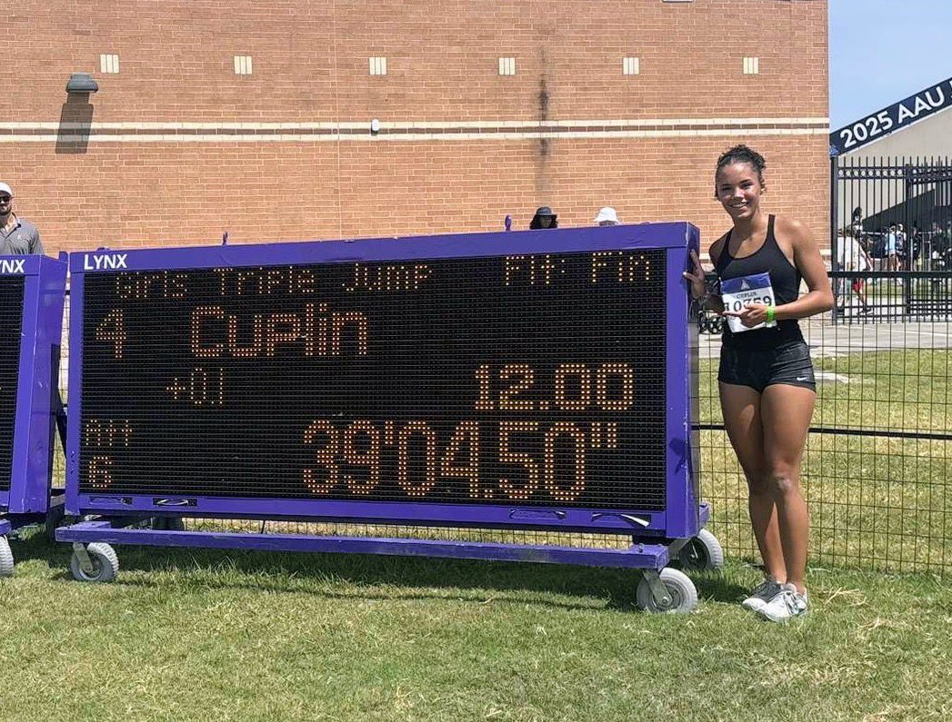 Maddie with a HUGE PR at the AAU junior olympics in triple jump! 4th place!