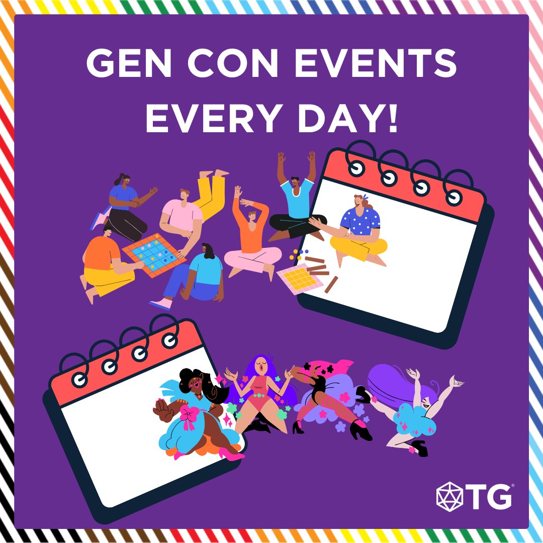 Gen Con attendees can join us for Gaymer Gatherings 6PM tonight, tomorrow, and Saturday in the Gayme Room, ICC 120. You can also join Dragons, Dice, and Divas for a Dragventure Extravaganza tomorrow at 9PM in JW: Grand Ballroom 3-4 💃