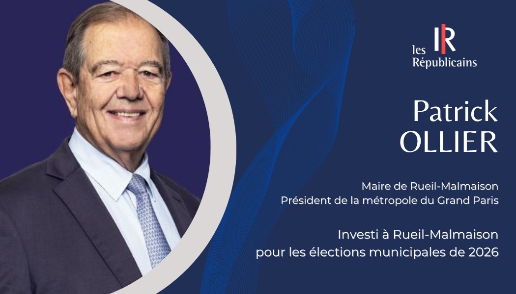 Le 28 juillet, la Commission Nationale d'Investiture <a href="/lesRepublicains/">les Républicains</a>, présidée par <a href="/AnnieGenevard/">Annie Genevard</a>, a investi <a href="/patrick_ollier/">Patrick OLLIER</a> pour porter nos couleurs lors des #élections #Municipales2026 à <a href="/villederueil/">Rueil-Malmaison</a>
