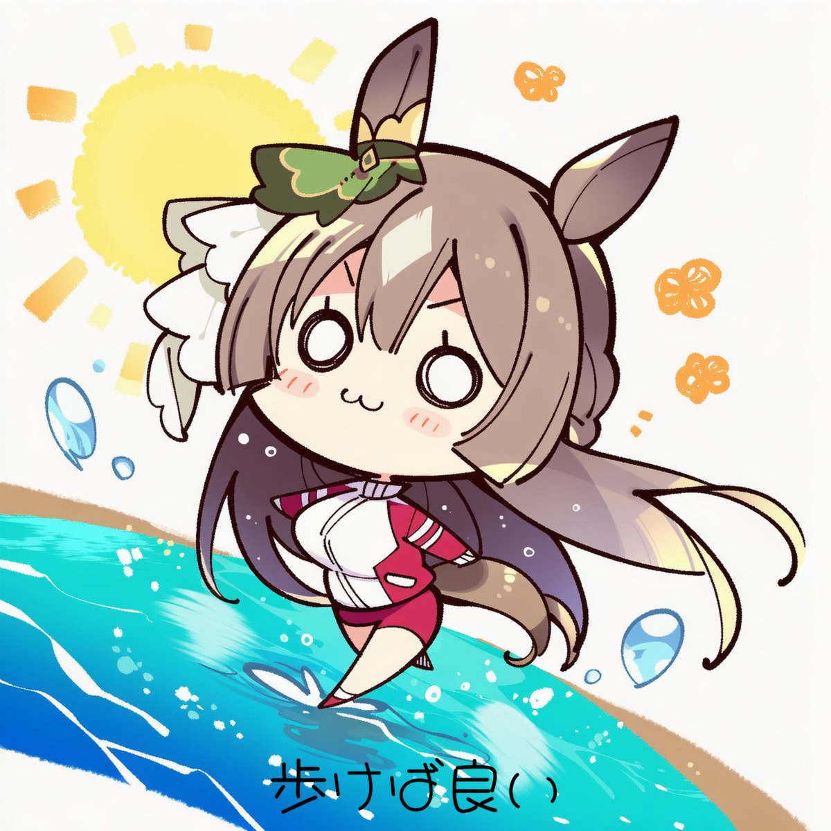 プールが苦手なミラ子ちゃんにコツを教えるﾀﾞｲﾔちゃん♦
